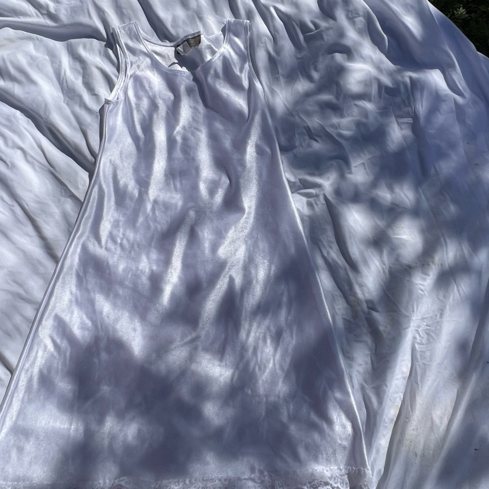 White satin slip dress